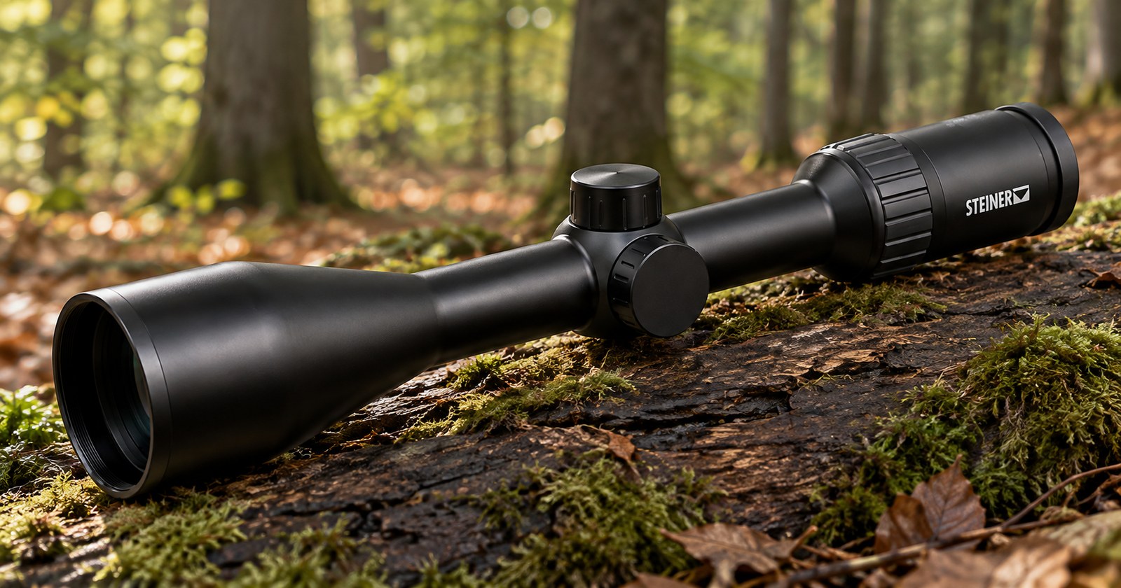 Steiner Ranger 4 3–12×56 auf einem bemoosten Stamm im Herbstwald