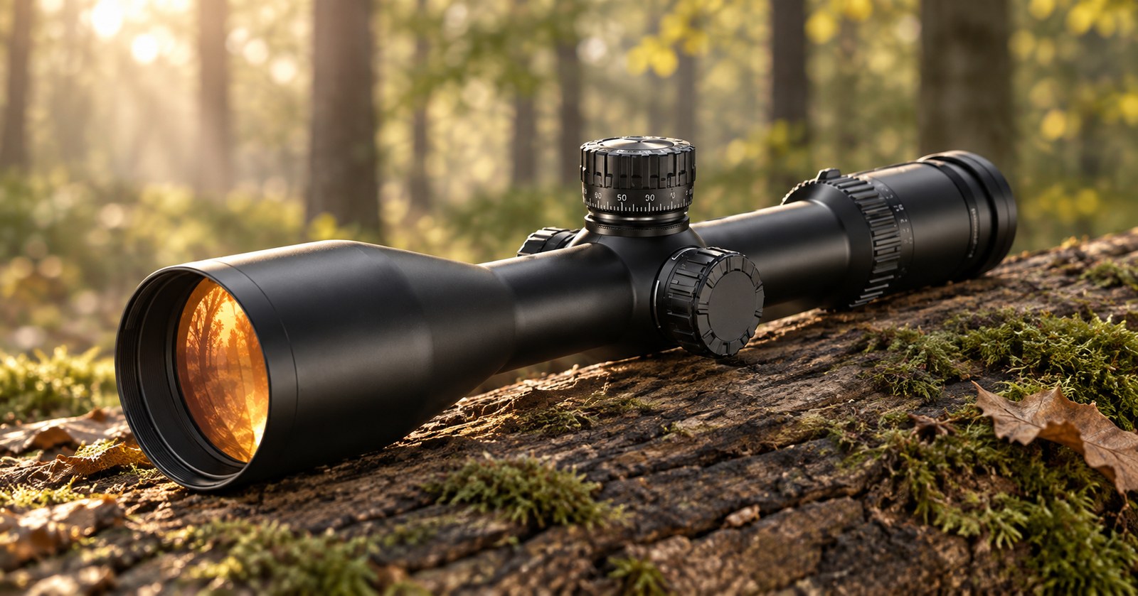 Zeiss Conquest V6 2,5–15×56 auf bemoostem Stamm im Gegenlicht