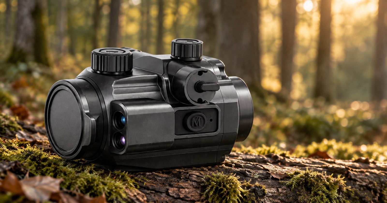 JSA Night-Lux HOGHUNTER Mini 635 LRF mit Laser-Entfernungsmesser auf einem bemoosten Stamm